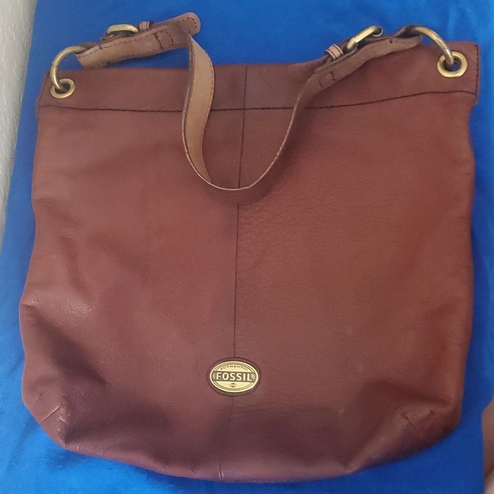 Fossil Vintage Brown Leather Explorer Shoulder Bag Tote Purse